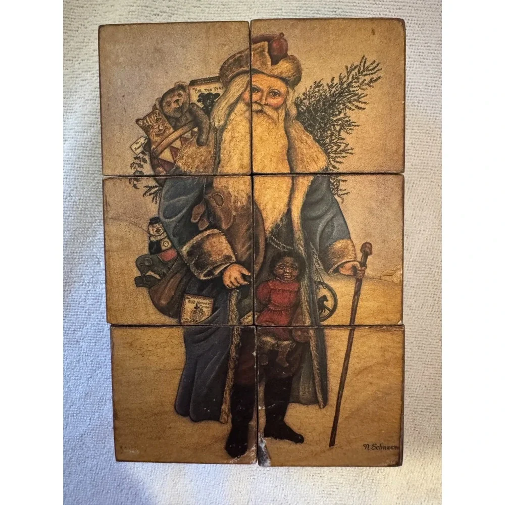 Christmas Wood Block Puzzle From Germany 6 pieces